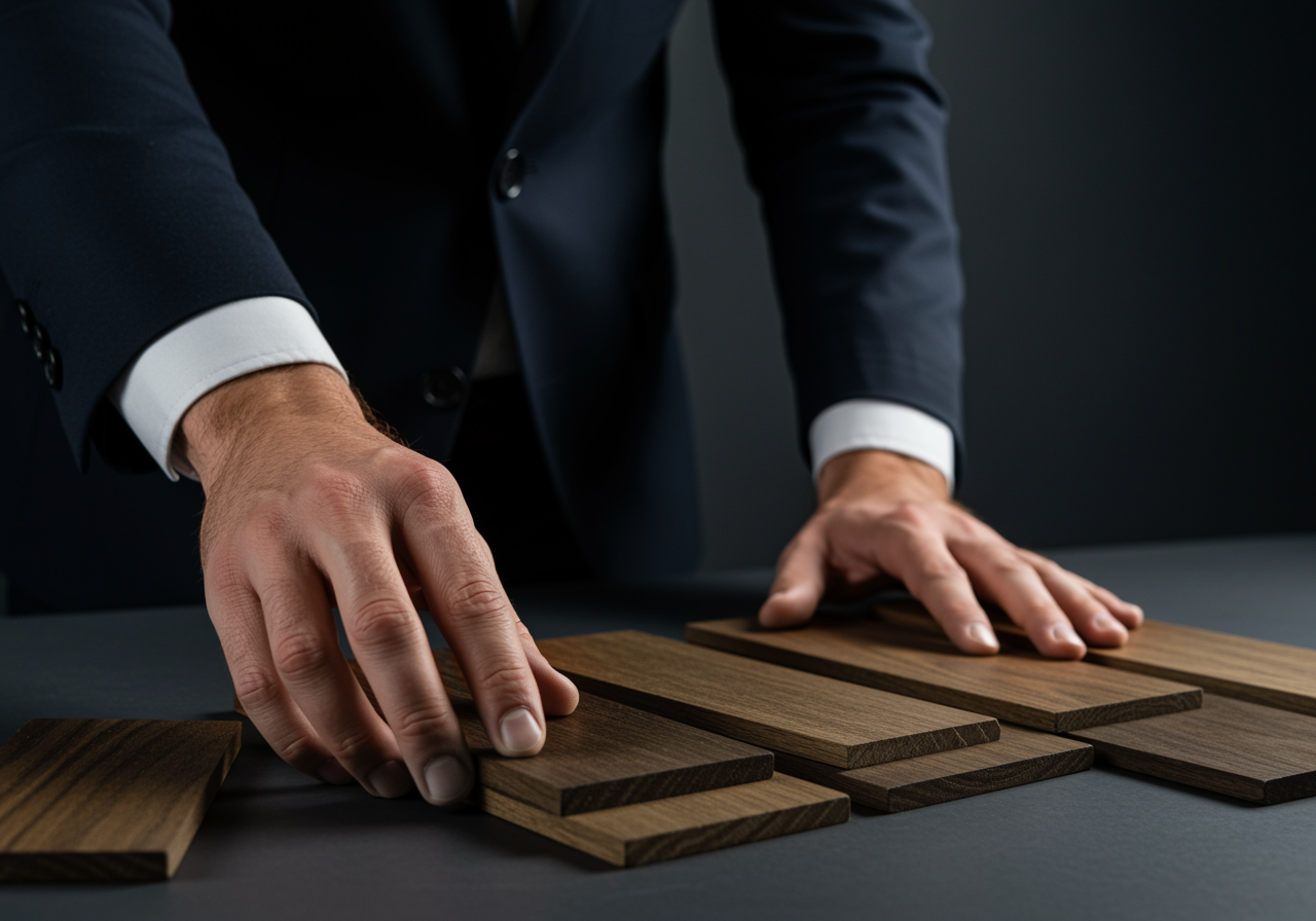 Wood samples and sustainability planning materials